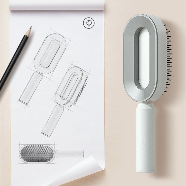 One-Click Self-Cleaning Hair Brush
