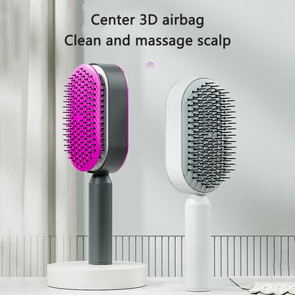 One-Click Self-Cleaning Hair Brush