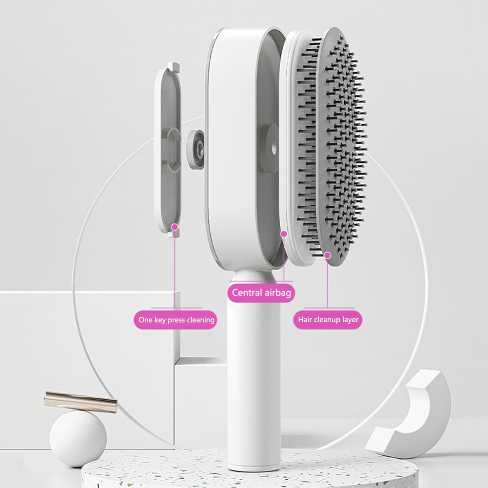 One-Click Self-Cleaning Hair Brush