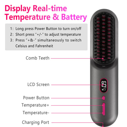 Mini Cordless Hair Curler Brush